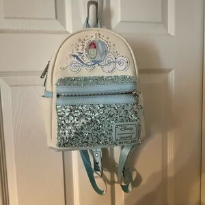 Disney Cinderella Sequin Backpack - White and Light Blue